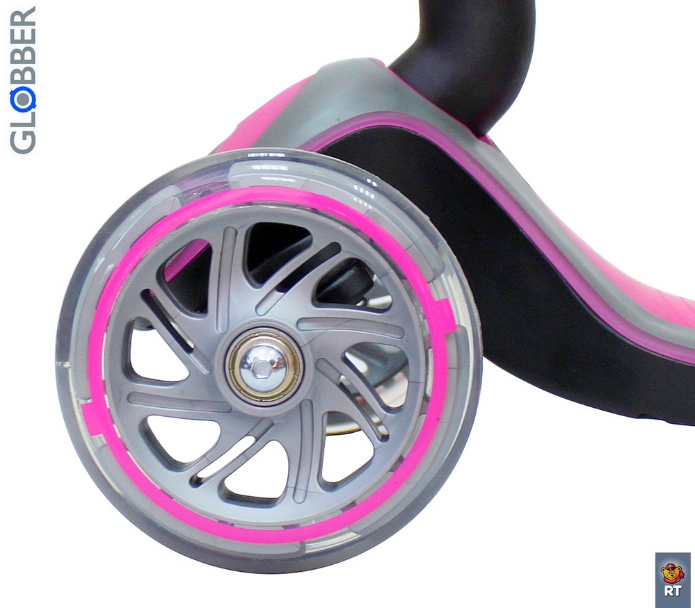 Самокат Globber Elite FL My Free Fold up 449-110 со светящейся платформой и светящимися колесами, розовый  